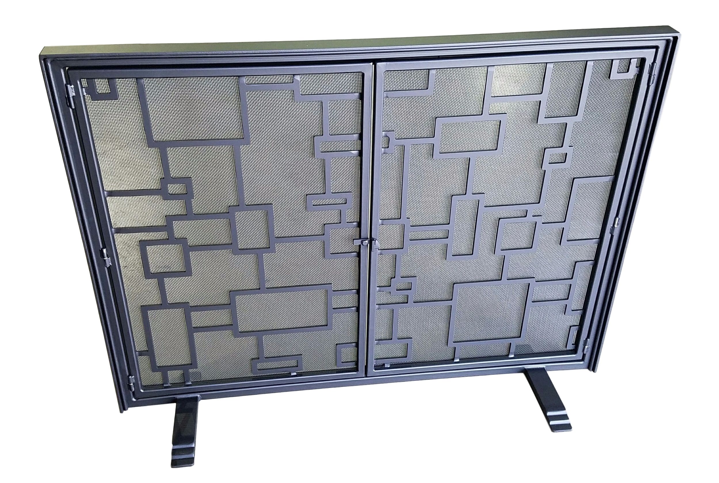 Custom Metal Fireplace Screen (Squares) by Urban Ironcraft