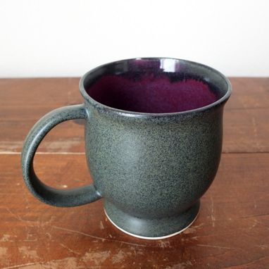 Custom Made Iron Purple Coffee Mug Cup Stoneware Ceramic Pottery Wheel Thrown By Gemfox Sra Usa