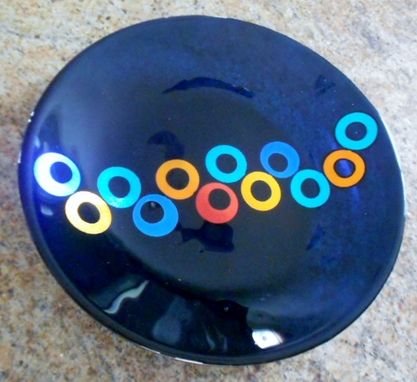 Custom Made Minight Blue Dichroic Circle Bowl