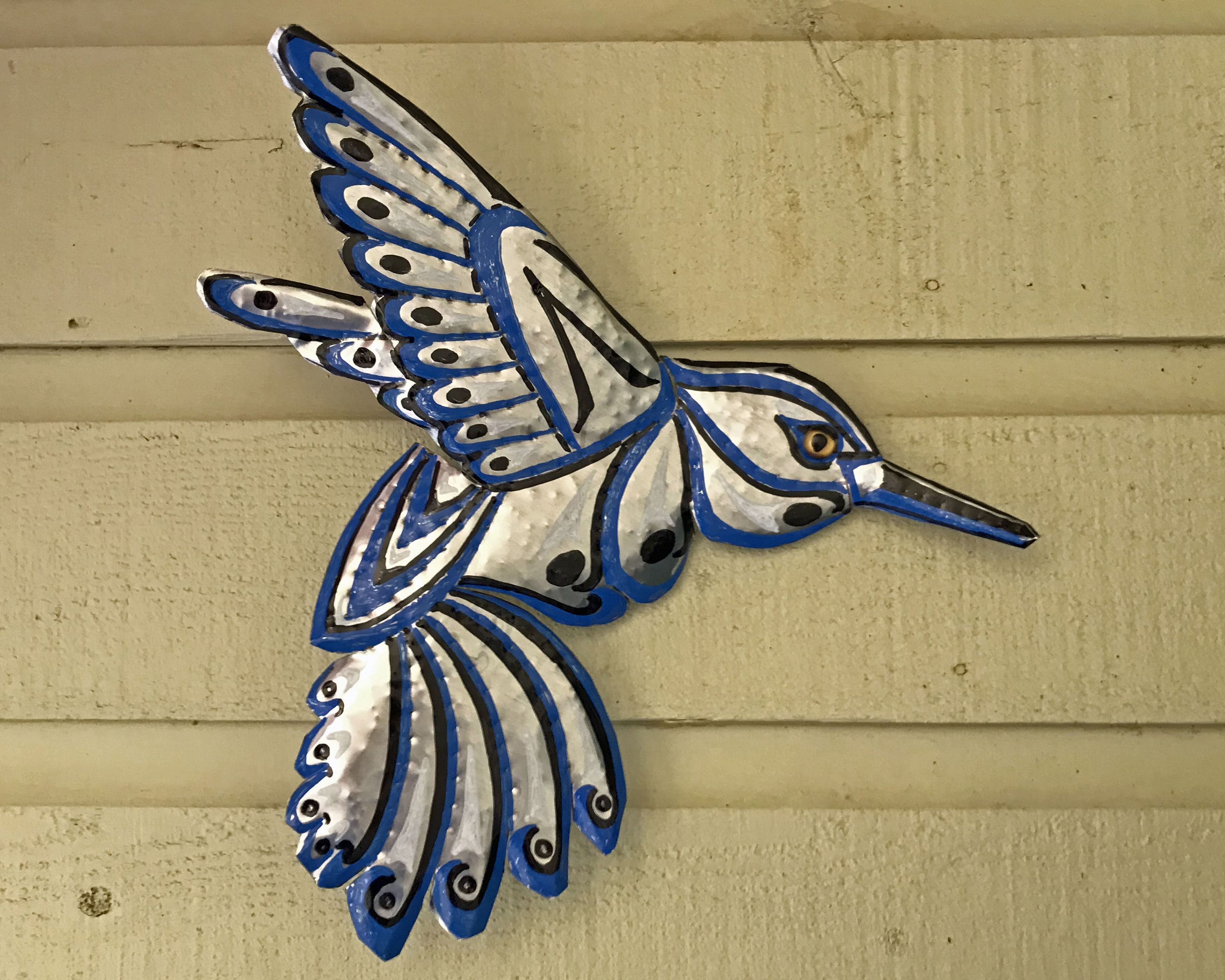 Hand Crafted Hummingbird Spirit Aluminum Metal Bird Tribal Wall