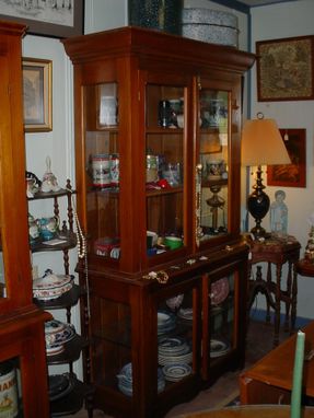 Custom Made Louisiana Cypress Wood And Glass Door Display Cabinets
