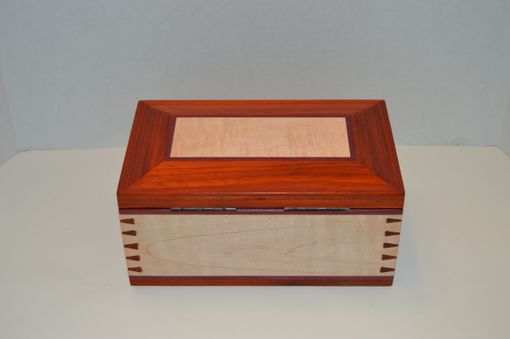 Custom Made High Figure Curly Maple And Paduak Music And Jewelry Box Lined With Purpleheart
