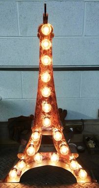 Custom Made Vintage Metal Letter Light Eiffel Tower Sign Marquee Wedding Industrial