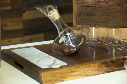 Custom Made Revolving Wine Decanter & Glasses Set With Custom Black Walnut Tray