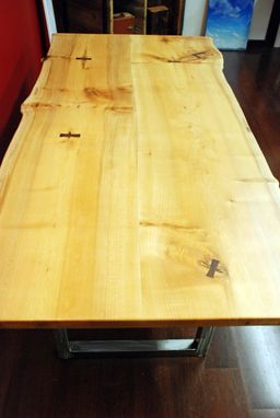 Custom Made Natural Edge Salvaged Maple Slab Dining Table With Butterfly Joints