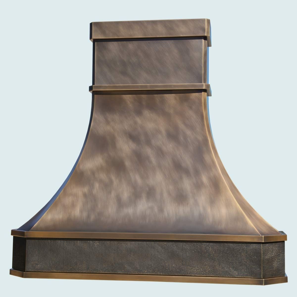 Hand Made Bronze Range Hood With Hammered Band Insert by Handcrafted Metal