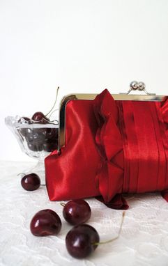 Custom Made Red Wedding Clutch Purse With Pleats And Ruffles
