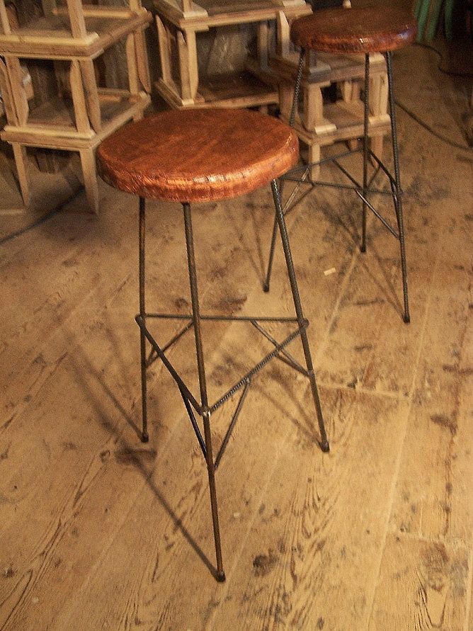 Buy Hand Crafted Extra Tall Reclaimed Wood Bar Stools With Metal Legs ...