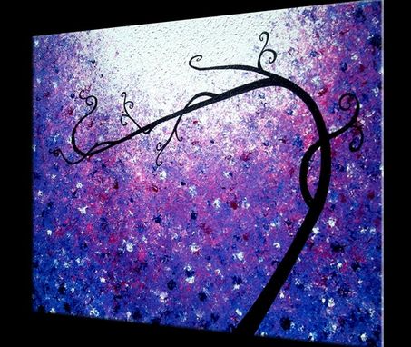Custom Made Huge Original Abstract Tree Painting, Textured Purple Floral Tree Painting, Palette Knife Acrylic