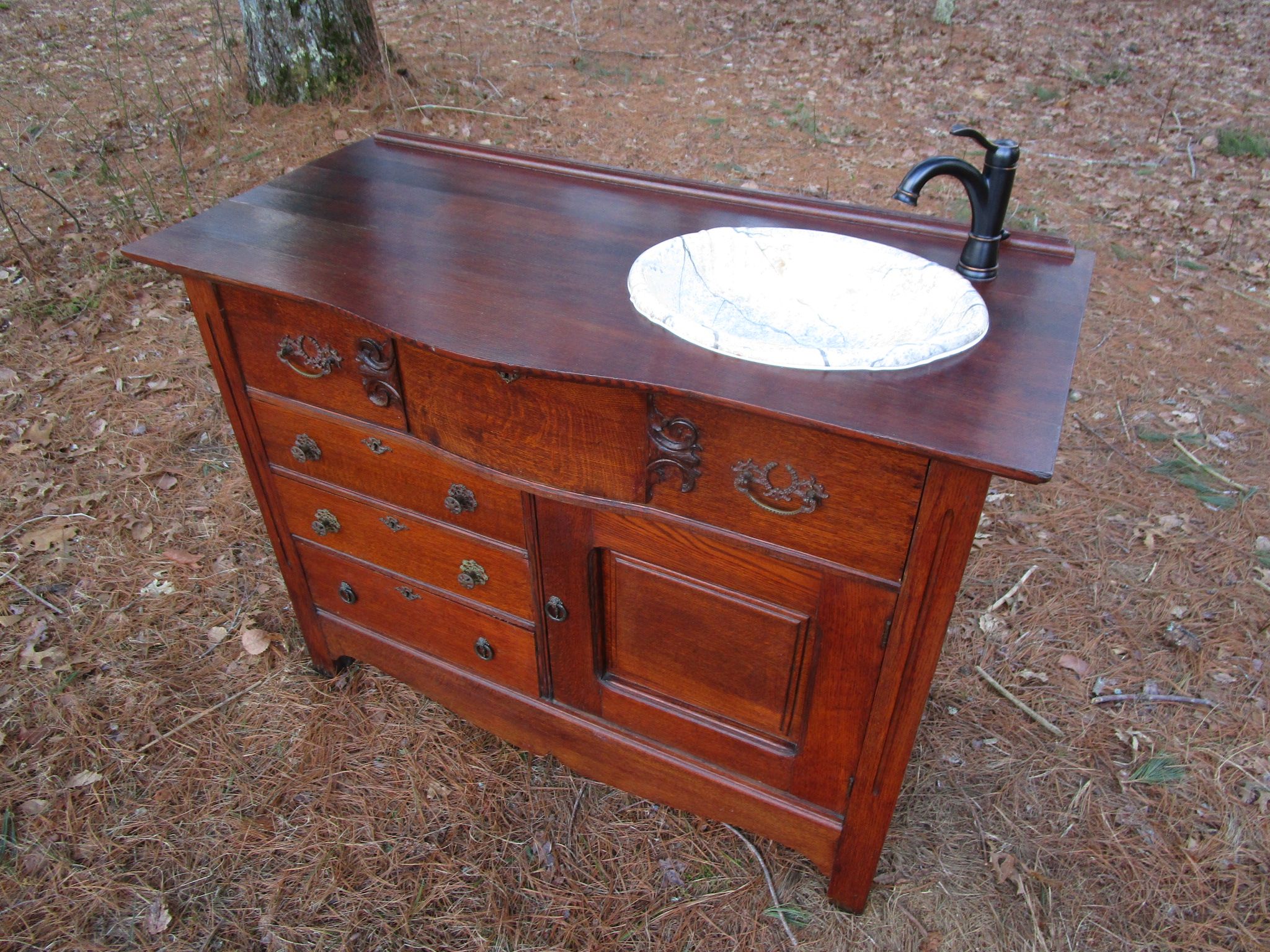 Hand Made Sideboard Conversion Into A Bathroom Vanity by KL Design, Inc