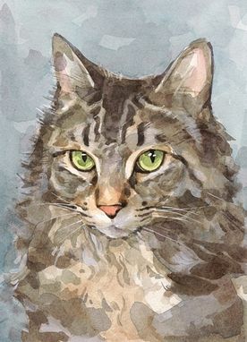 Custom Made Custom Cat Portrait Watercolor Painting