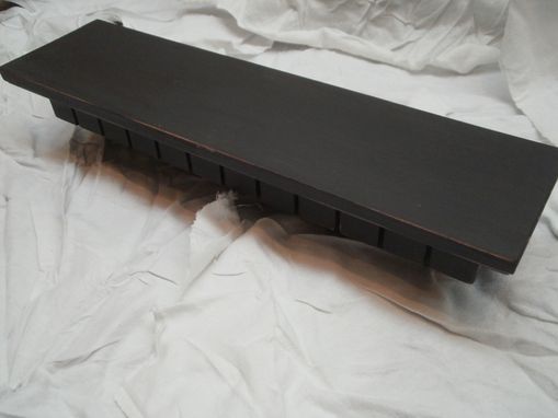 Custom Made Black Distressed Floating Wall Shelf Or Photo Ledge