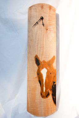 Custom Made Clock With Horse Marquetry Inlay