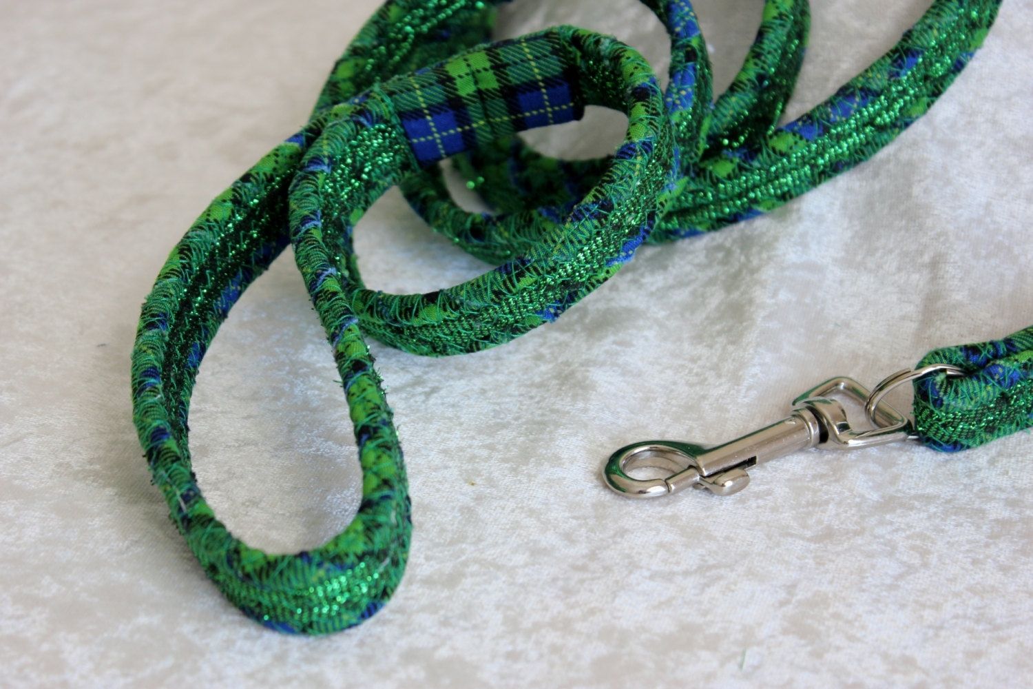 Custom Made Dog Leash. Fabric Wrapped Clothesline. Medium To Large