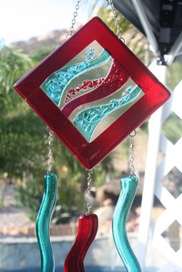 Custom Made Glass Wind With Red Waves Design