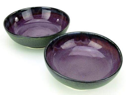 Custom Made 2 Iron Purple Bowls Serving Dishes Wheel Thrown Stoneware Ceramic Pottery By Gemfox Sra Usa