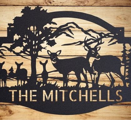 Custom Made Last Name Signs For Home, Deer Forest Custom Metal Name Signs Personalized