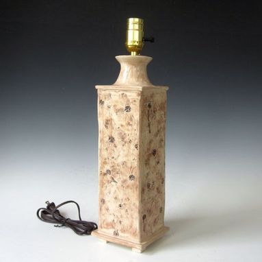 Custom Made Handmade Ceramic Table Lamp With Dogwood Flowers