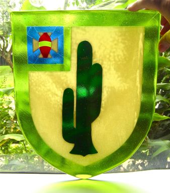 Custom Made Fused Glass And Stained Glass Panel - Army Change Of Command