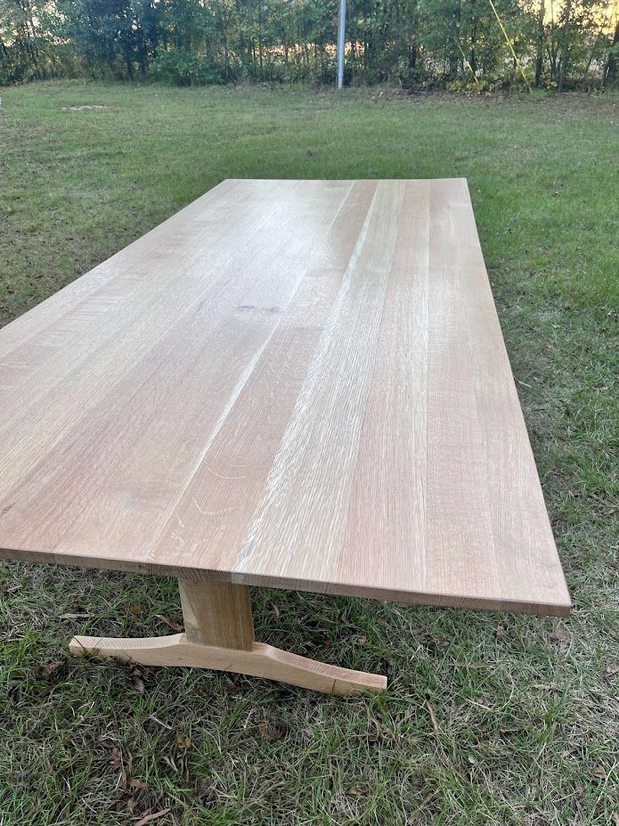 Hand Crafted Trestle Table Quartersawn White Oak by TravLock custom