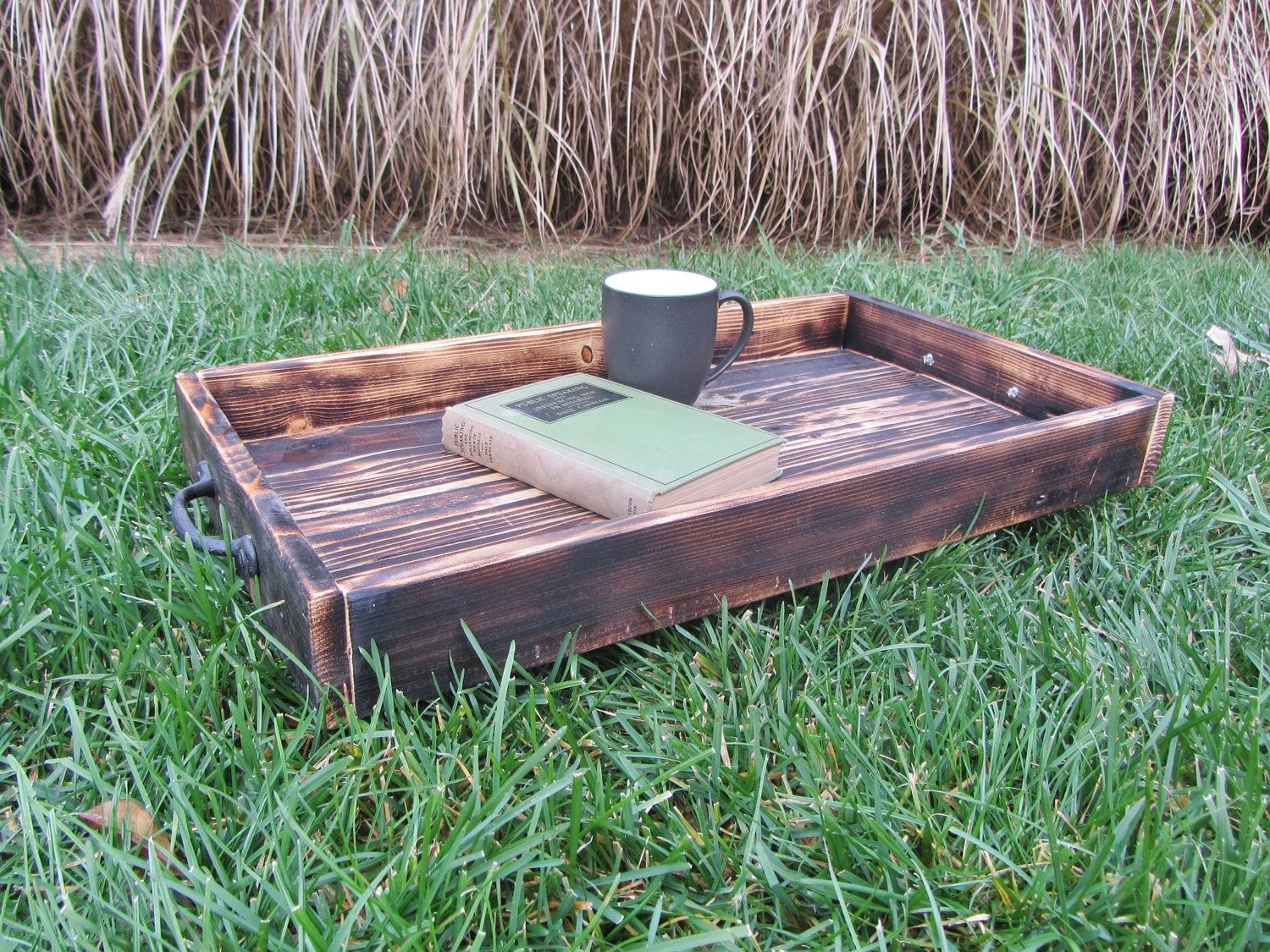 Hand Crafted Wood Serving Tray Made From Reclaimed Pallet Wood Ottoman