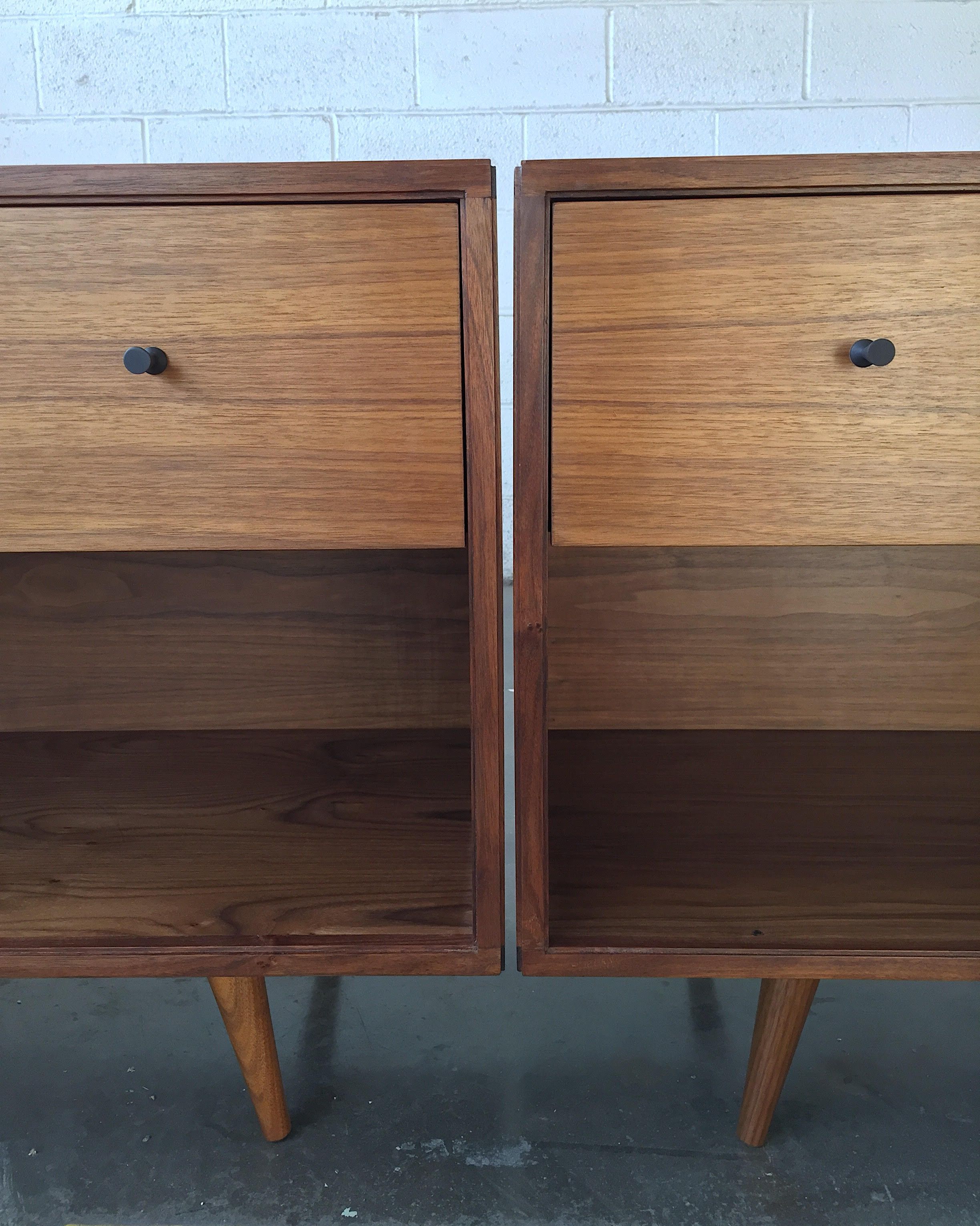 Buy Hand Crafted Mid Century Modern Style Bedside Table In Walnut, made