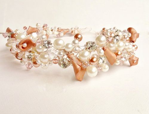 Custom Made Pearl Crystal Rhinestone Wedding Bridal Hair Vine Headband