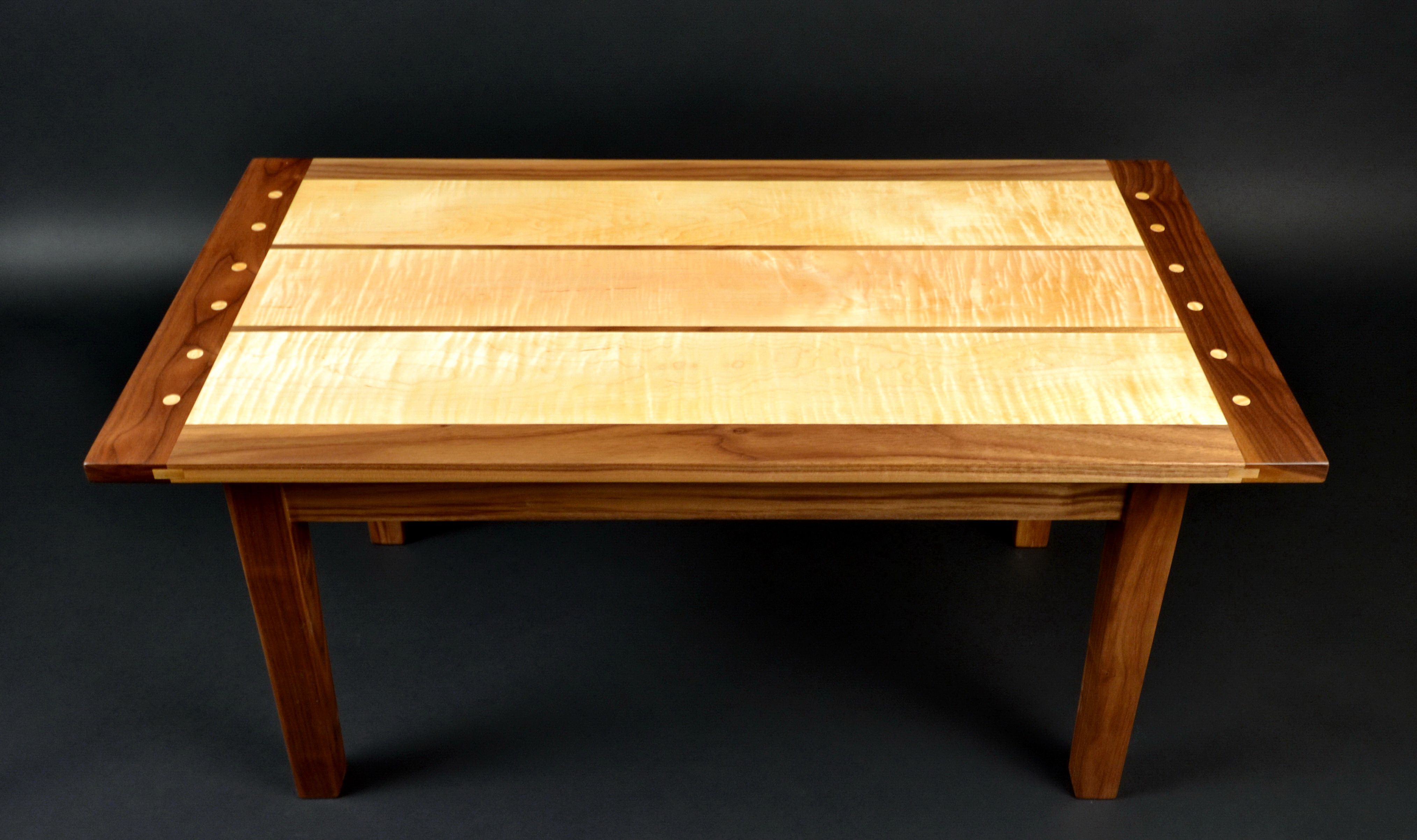 Hand Made Curly Maple And Black Walnut Coffee Table by Magnolia Place