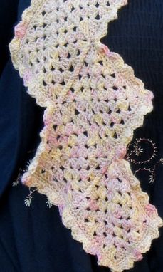 Custom Made Scarf, Granny Square, Crochet, Orange Yellow Pink Tan