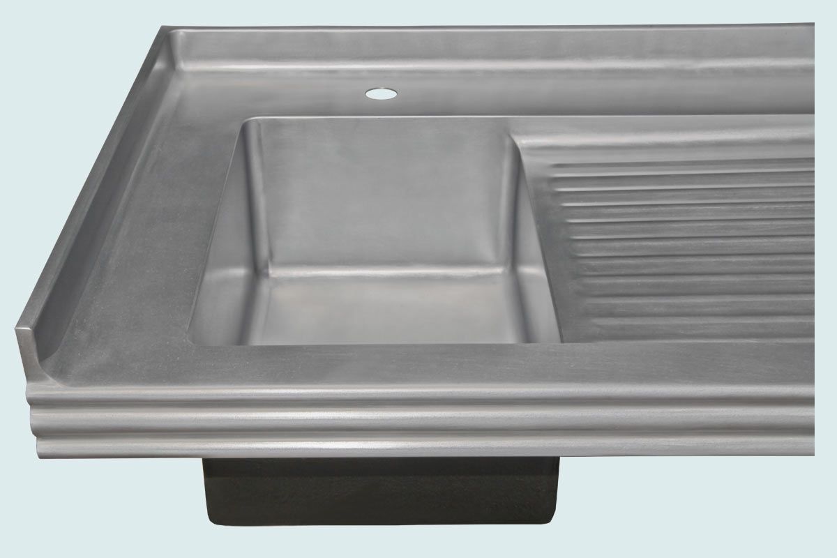 Handmade Zinc Sink With Backsplash & Ribbed Drainboard by Handcrafted