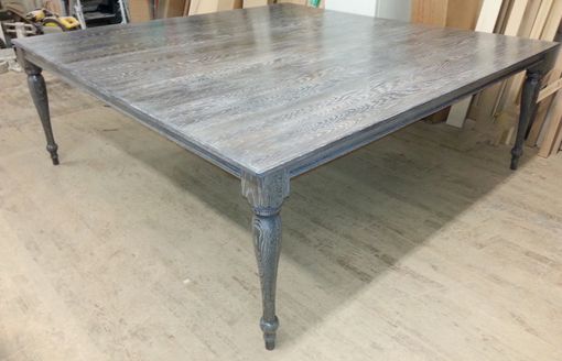 Custom Made Large Cerused Oak Dining Table With Custom Turned Legs