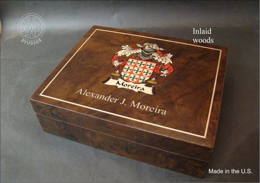 Custom Made Inlaid Family Crest Custom Humidor With Free Shipping. H