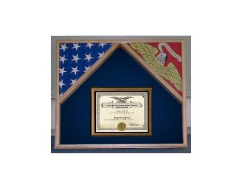 Custom Made Military Flag Case For 2 Flags And Certificate Display Case