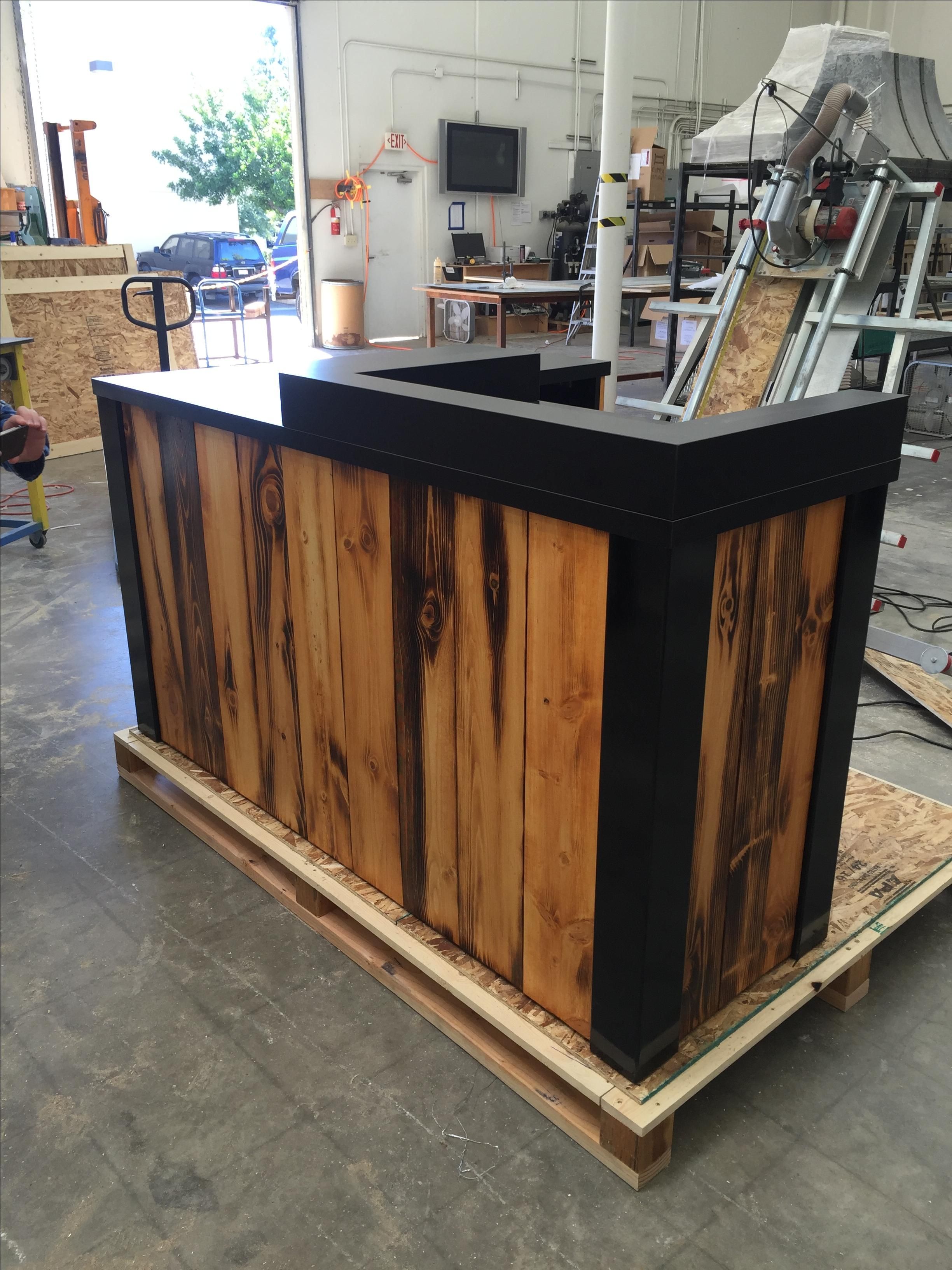 Buy Custom Made #3 Reclaimed Torched Pine Wood L Shaped Reception Desk ...