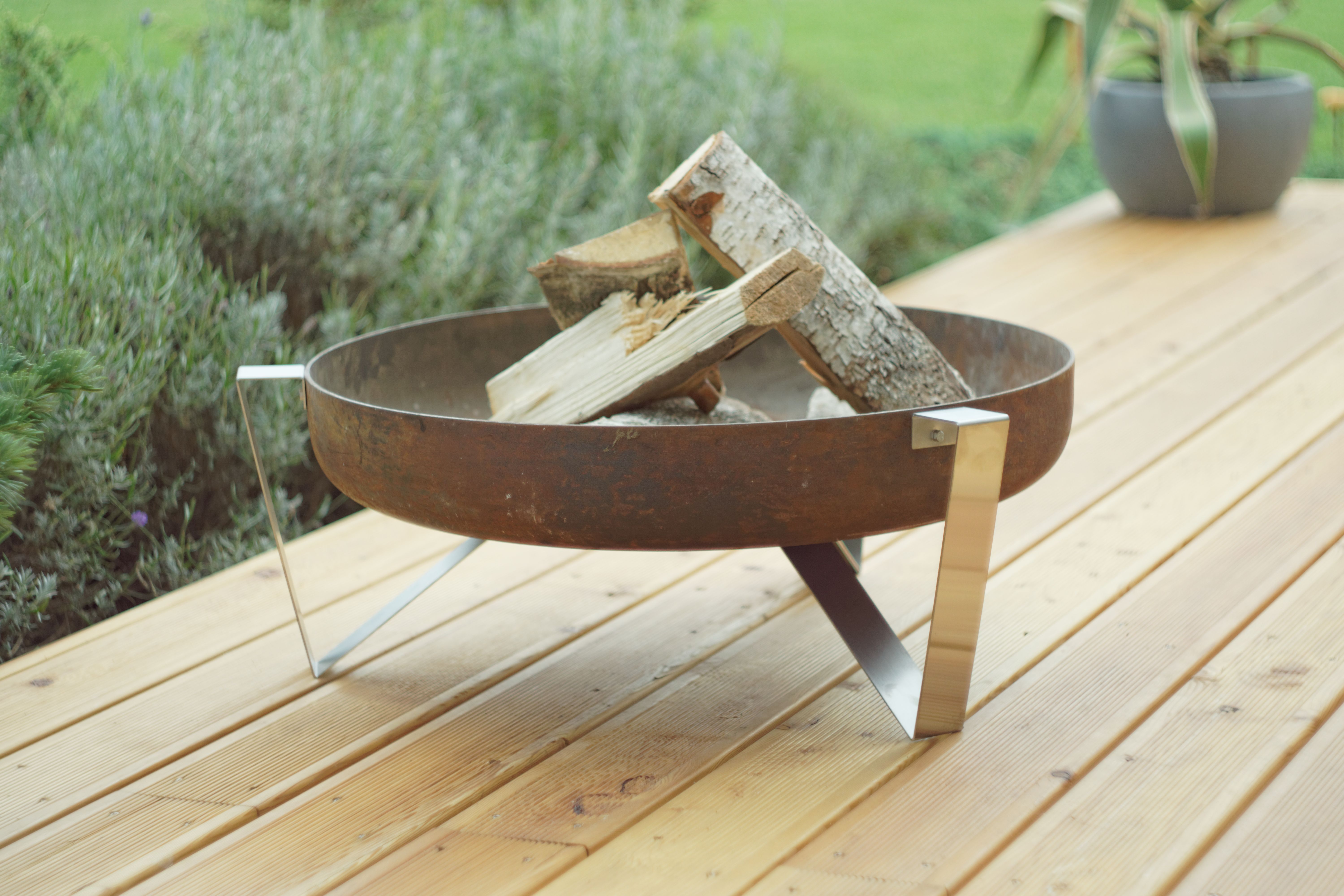 Buy Hand Crafted Rust & Stainless Steel Modern Outdoor Patio Fire Pit