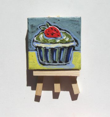 Custom Made Original Cupcake Acrylic Painting On A Mini Canvas