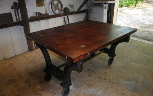 Custom Made Vintage Industrial Rolling Pub/Dining Room Table