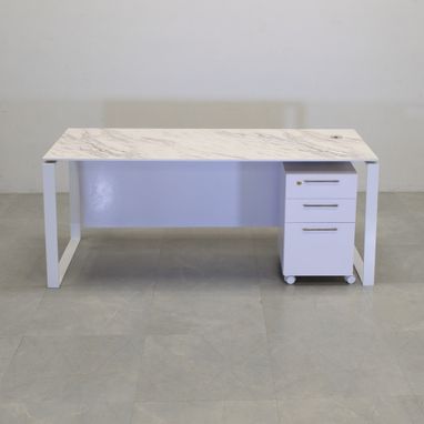 Custom Made Custom Executive Office Desk, Engineered Stone Top - Aspen Straight Desk