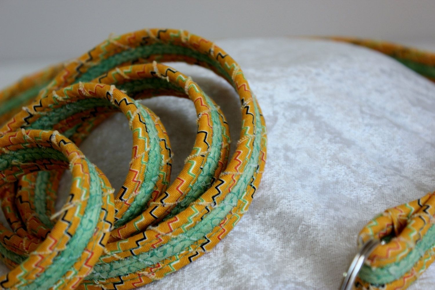 Hand Crafted Dog Leash. Fabric Wrapped Clothesline. Medium To Large Dog