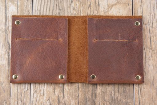Custom Made The Full Riveted - Minimalist Wallet Card Holder In Kodiak Oil Tanned Cowhide Leather.