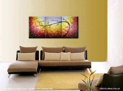 Custom Made Original Large Abstract Red Tree Original Landscape Painting By Dan Lafferty - 30 X 72