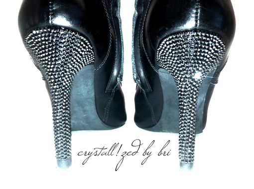 Custom Made Crystallized High Heel Boots Bling Shoes Made W/ Swarovski Crystals Bedazzled Booties Bridal Wedding