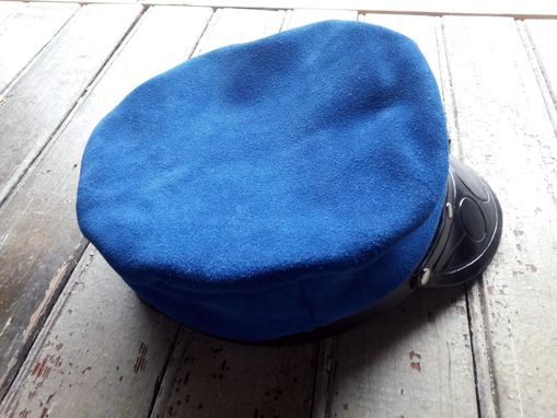 Custom Made Blue Leather Motorcycle Style Hat