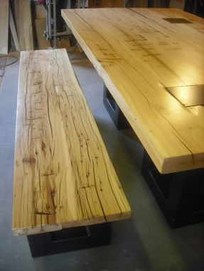 Custom Made Salvaged Hand Hewn Dining Table And Bench