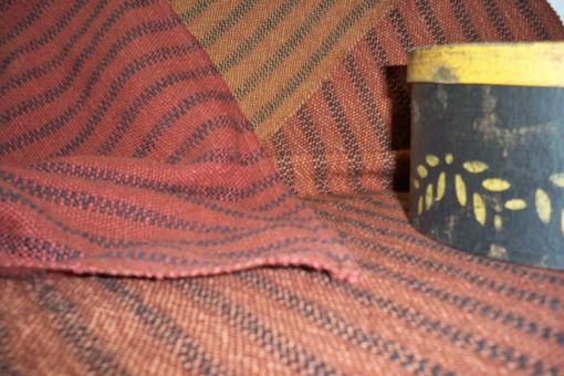 Custom Made Black Ticking With Pumpkin Brown Square Cloth Cotton Hand Woven 20 Inches