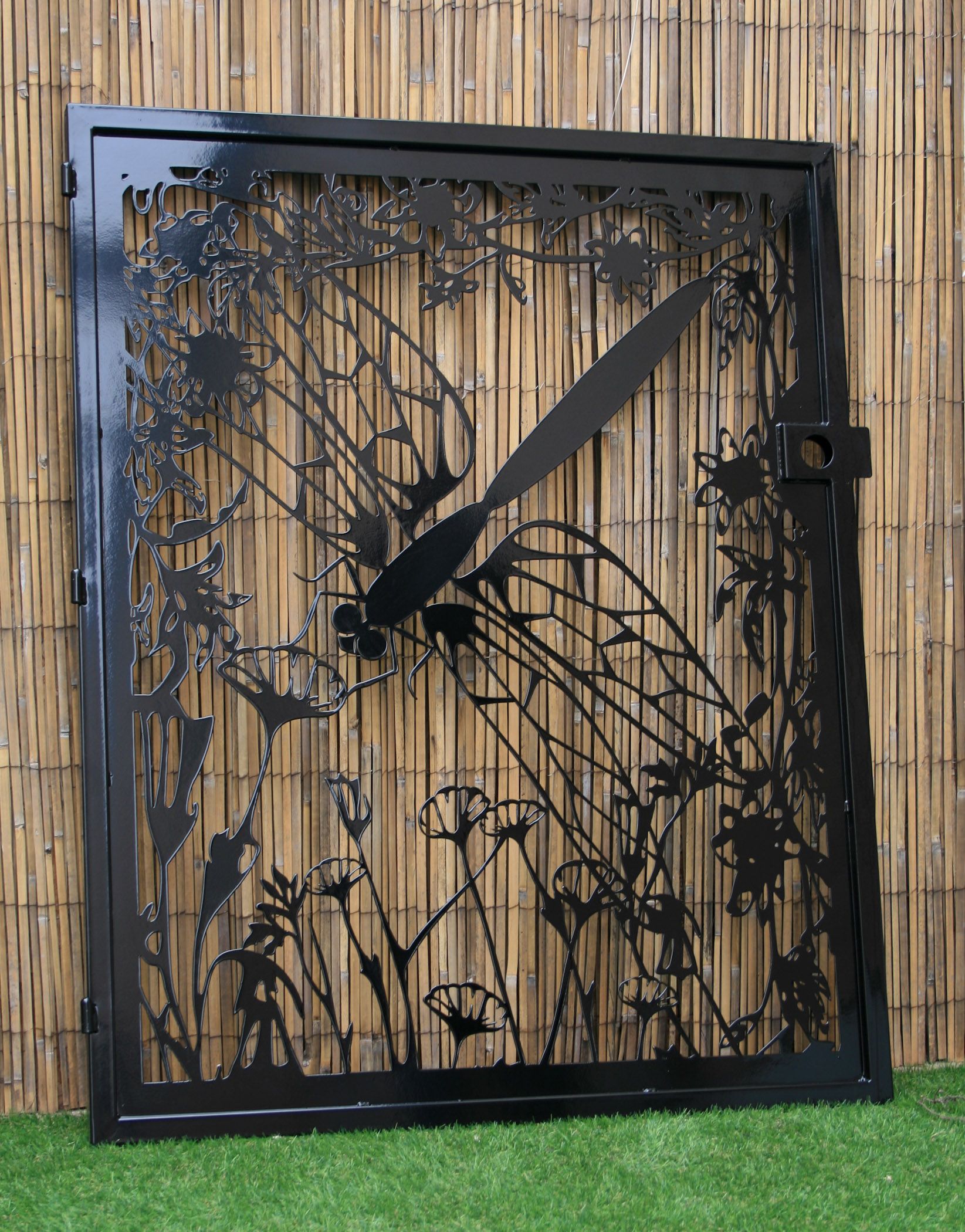 Buy Custom Dragonfly Decorative Steel Gate - Flower Art Wall Panel