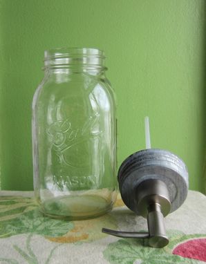 Custom Made Upcycled Ball Mason Quart Jar Soap Dispenser
