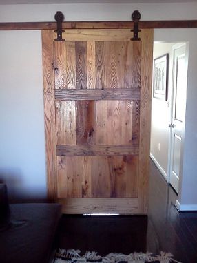 Custom Made Reclaimed Wood Sliding Barn Door With Vintage Hardware
