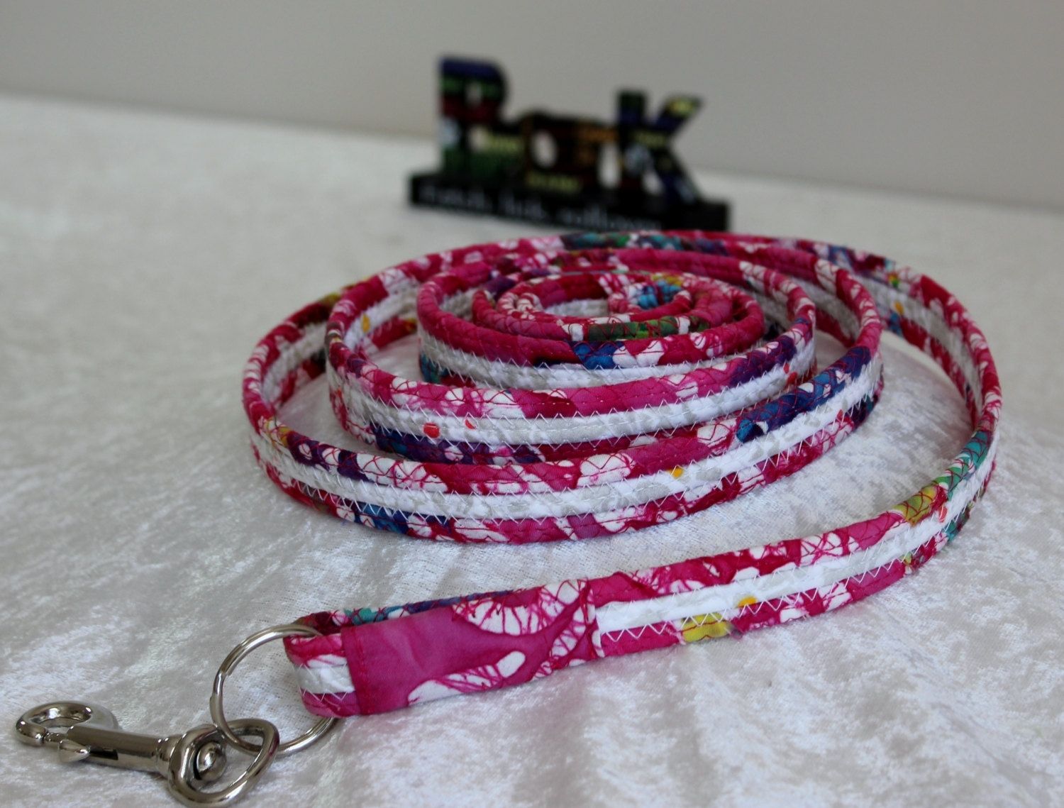 Hand Crafted Dog Leash. Fabric Wrapped Clothesline. Medium To Large Dog