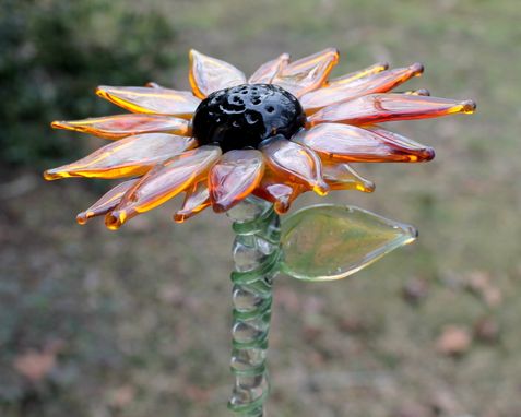 Custom Made Black Eyed Susan, Lampwork Hand Blown Glass Flower